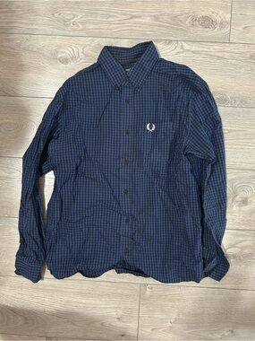 Fred Perry Navy & Black Gingham Button-Down Shirt